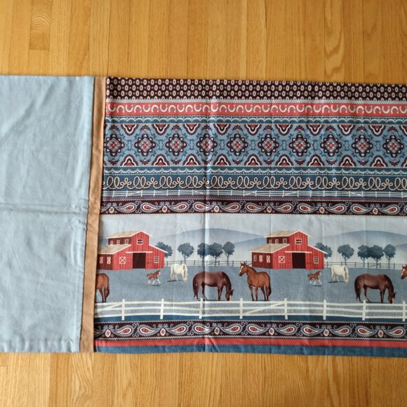 Vintage Horse Pillowcase Farm Barn Country Western Scene Handmade Pillow Case - Picture 6 of 10